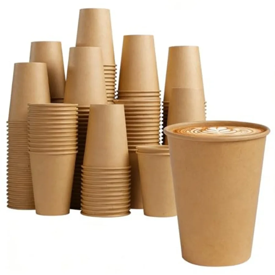 

1000 Count 12 oz Paper Cups Disposable Kraft Paper Coffee Cups 12 oz for Hot/Cold Beverages Water Party Picnic Travel Events