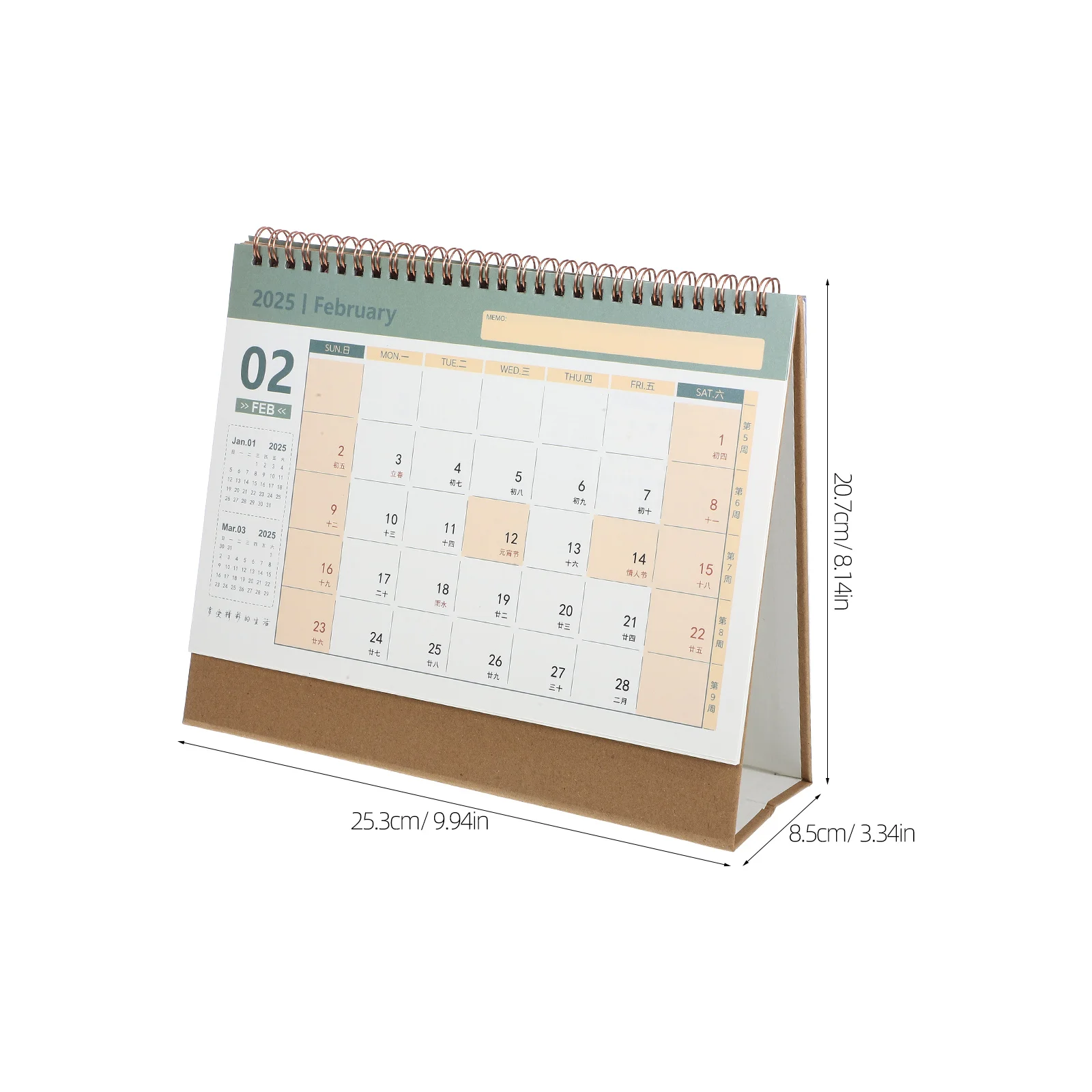 Imagem -02 - Calendário de Mesa Uso Diário Mês Escritório Doméstico Delicado Acessório Fornecimento Decorativo Acadêmico em pé Decoração 2025