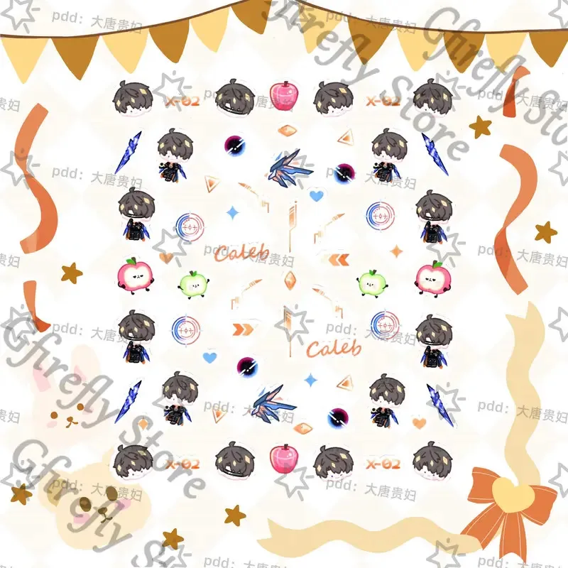 Love and Deepspace Caleb Penholder Sticker Q Version Manicure Decorate Nails Paster Relief Cute Decals Anime Gift