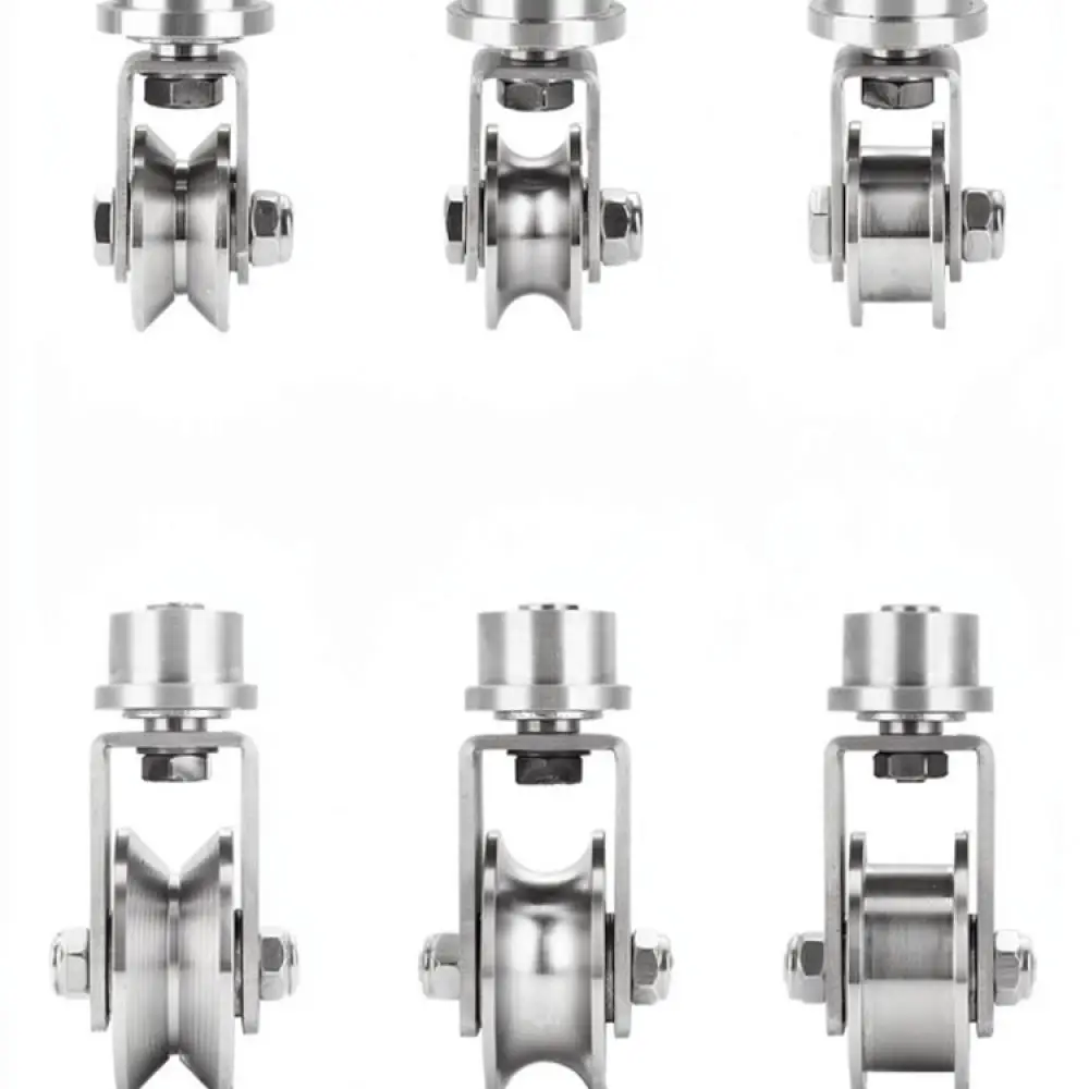 Stainless Steel 304 Swivel Track Pulley Wheel Sliding Door Gate Hardware Roller Bearing V U H Groove Part