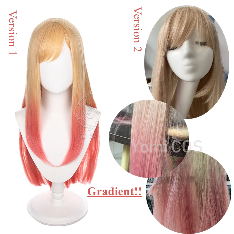 Gradient Anime My Dress Darling Marin Kitagawa Cosplay Wig Yellow Pink Long Straight Hair Kawaii Cute Halloween Carnival