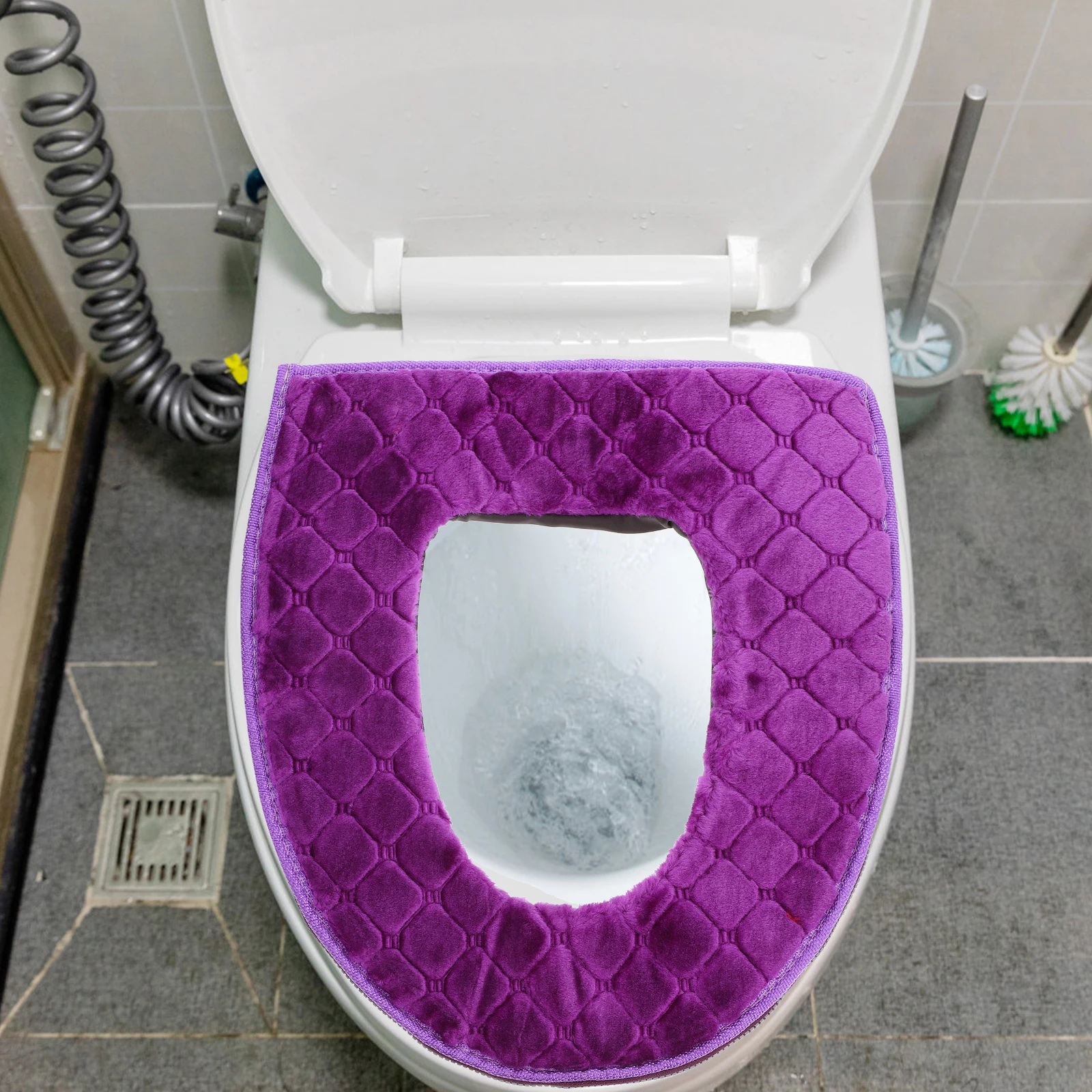 

1Pcs Bathroom Toilet Seat Cover Thick Warm Flannelette Soft Cushion Zipper Closure Washable for Winter Zipper Toilet Seat Cover