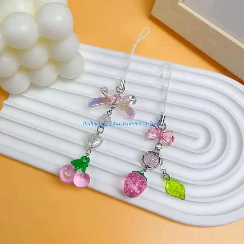 573B Simple Cherry Strawberry Hangings Pendant Phone Strap Bag Decoration