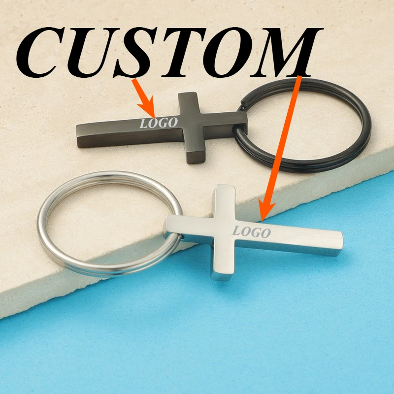 

1pc Custom Keychain Personalized Stainless Steel Fashionable Hip-hop Cross Customized Key Ring Car Accessories Gift Wholesale