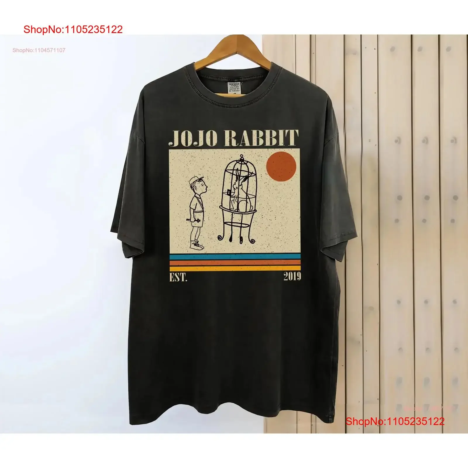 

Футболка из фильма «Кролик Джоджо», винтажная классическая футболка в стиле ретро для него, винтажный стираный универсальный топ для повседневной носки, стильный стильный топ с графикой