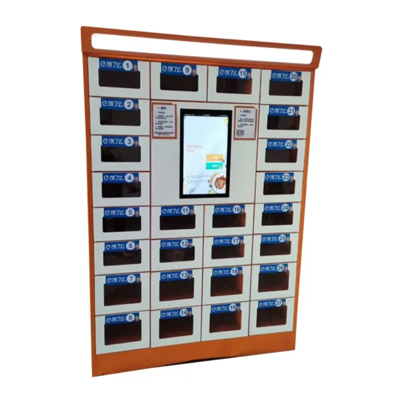 Smart food pickup cabinets to keep food warm or refrigerated schools, factories, stations, hospitals