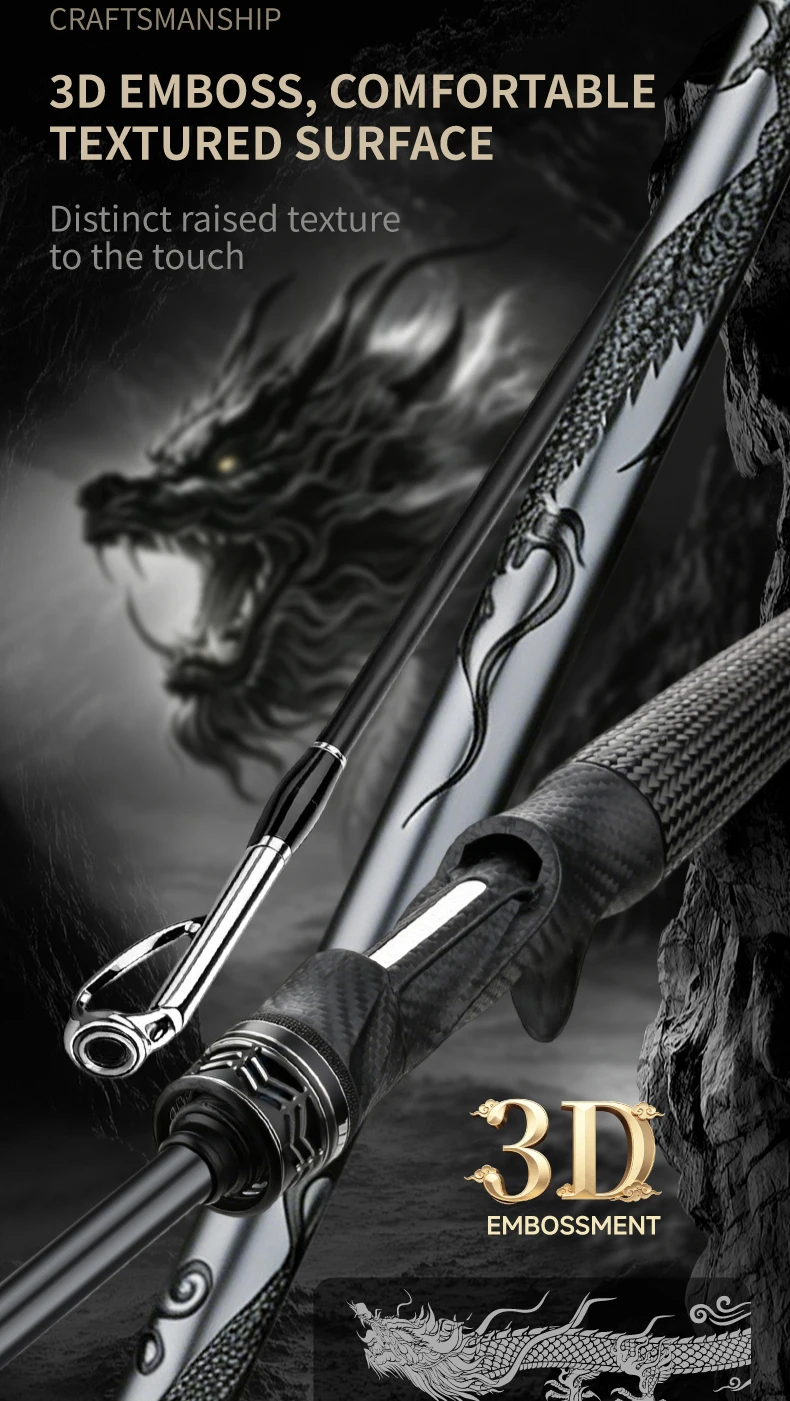 CEMREO Weitwurf-Angelrute mit schneller Aktion, leichtgewichtig, 1,8m/1,98m/2,1m/2,4m zum Angeln, Modell: DARK WARRIOR – Detail 4