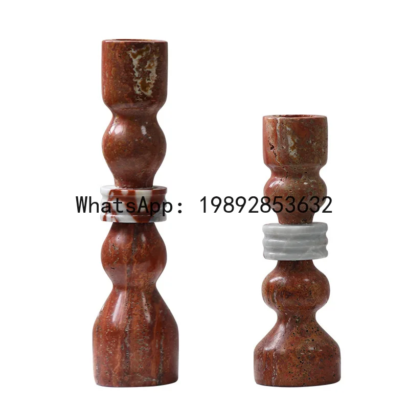 

PYJ modern simple wabi-sabi wind advanced sense travertine candlestick entrance TV cabinet jewelry ornament