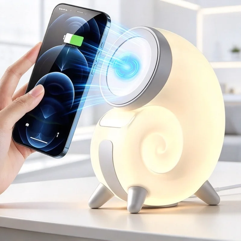 Magnetic Wireless Charger 15W Fast Charging Station Touch Night Light Phone Holder Stand Bedside Decoration for iPhone Samsung