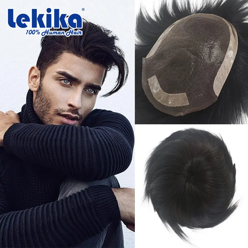 Fine Welded Mono Base Wig  Male Hair Prosthesis Natural Human Hair Toupee Breathable Toupee Men Exhuast Systems Free Shipping