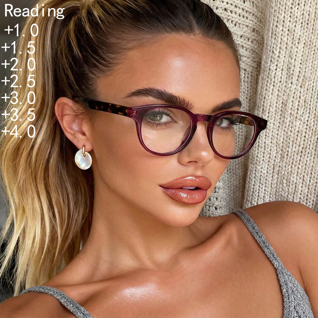 Neue Modische Retro Hochwertige Ovale Rahmen Schildpatt-Optik Federbügel Anti-Blaulicht Lesebrille 2315