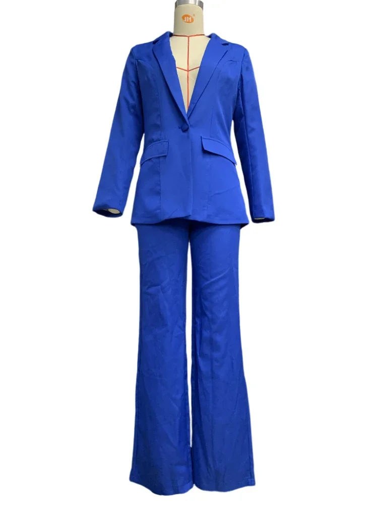 Two Piece Suit Long Pants Autumn Women\'s Long Sleeved V-neck Button Pencil Pants Set Two-piece Office Solid Color Set Uniform