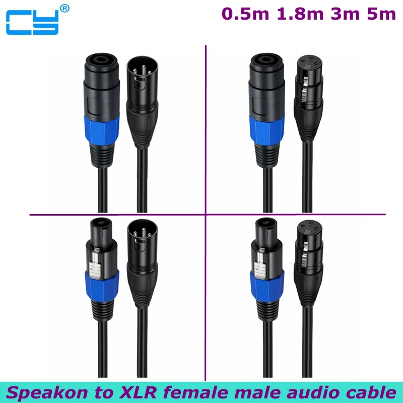 Speakon To XLR Cable Audio Jack Speak SOUND Male To XLR Female Male Extension Cable - Pro DJ PA Gig Stage Microphone Mic 3 Pin