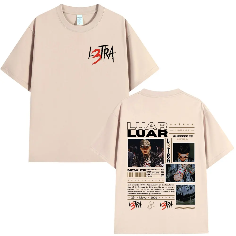 Rapper Luar La L Music Album L3TRA T Shirts Men Women Hip Hop Fashion Short Sleeve T-shirts Vintage Oversized Streetwear T-shirt