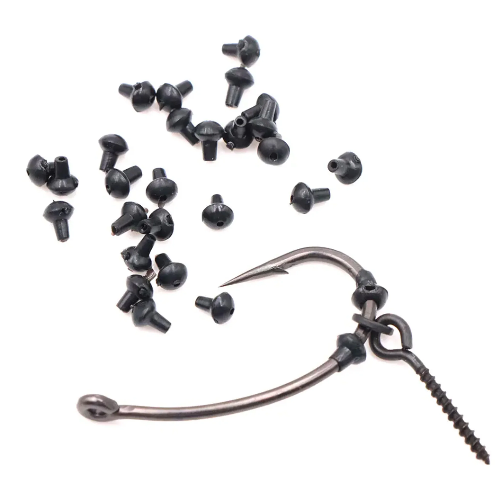 50pcs European Style Carp Fishing Hook, Bead Blocking Fishing Bait Ring, Fixed Soft Bean Blocking Plastic Fishing Gear Accessor