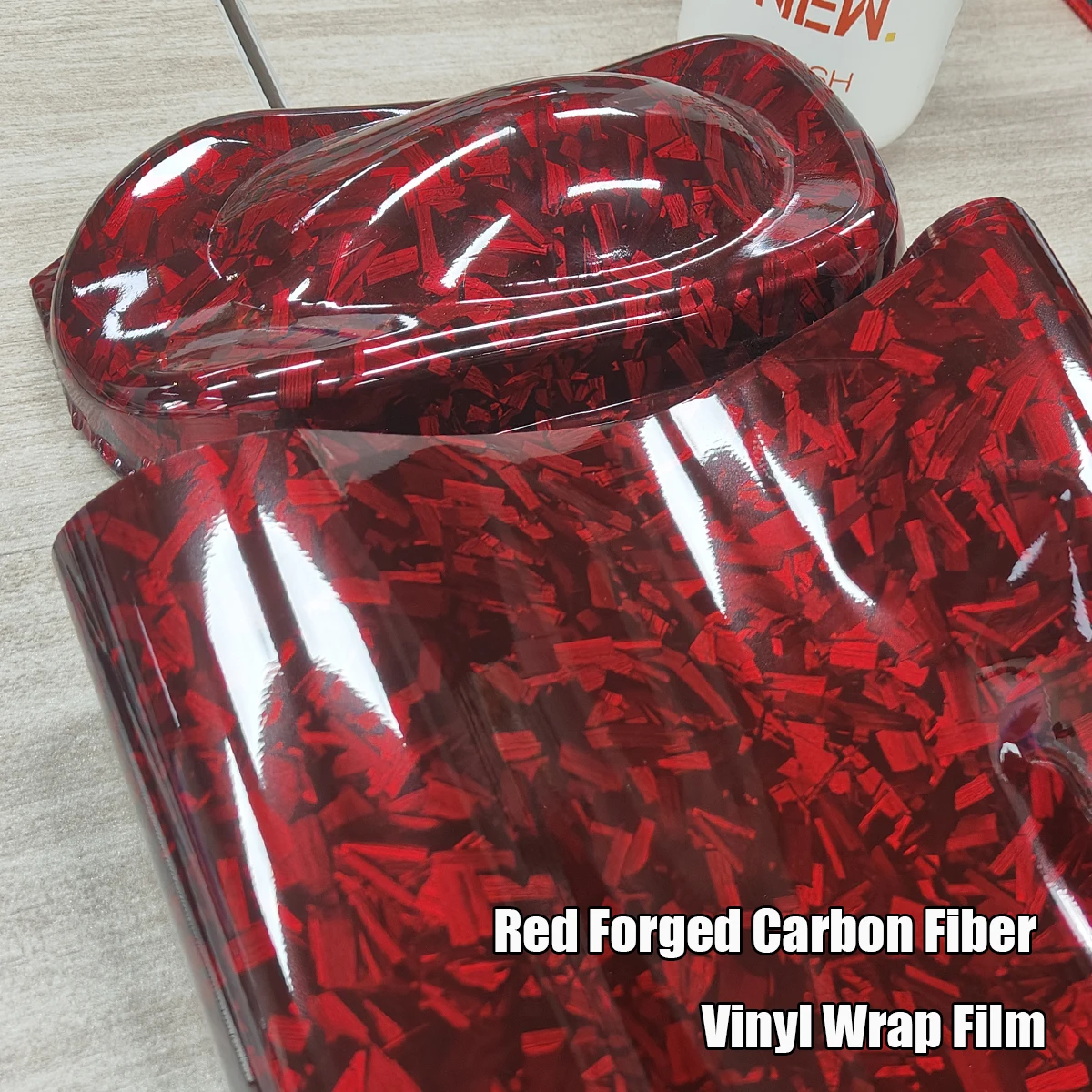 Red Forged Carbon Fiber Vinyl Wrap Film High Glossy  Car Body Film Motorcycle Stickers Car Accessories