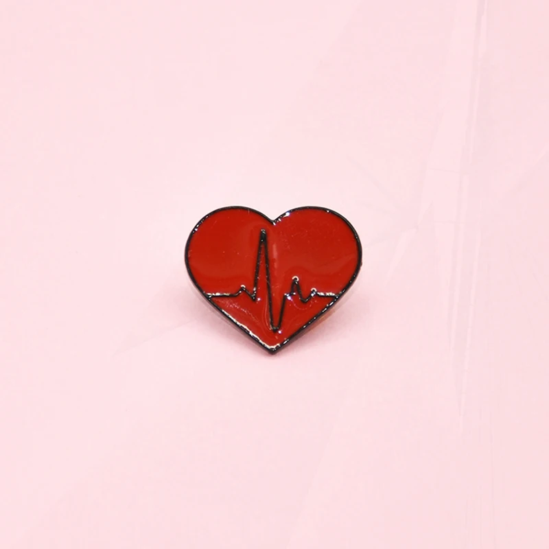 fun medicine enamel Pins men and women metal badge punk clothes lapel Pin gift Cartoon red love cardiogram children