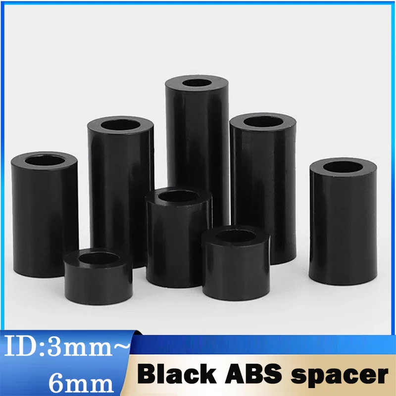 Leijiu 50~100pcs M3 M4 M5 M6 Black Abs Non-threaded Hollowed Nylon Spacer Round Standoff Washer Through-hole Insulation Spacer