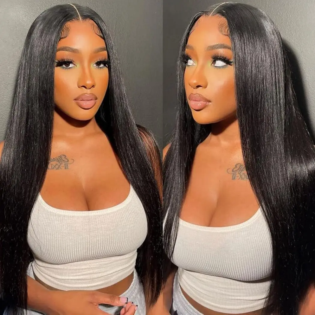 Hd Bone Straight Lace Front Wig  Transparent Brazilian 30 32 Inch 13x6 Lace Frontal Human Hair Wigs For Black Women