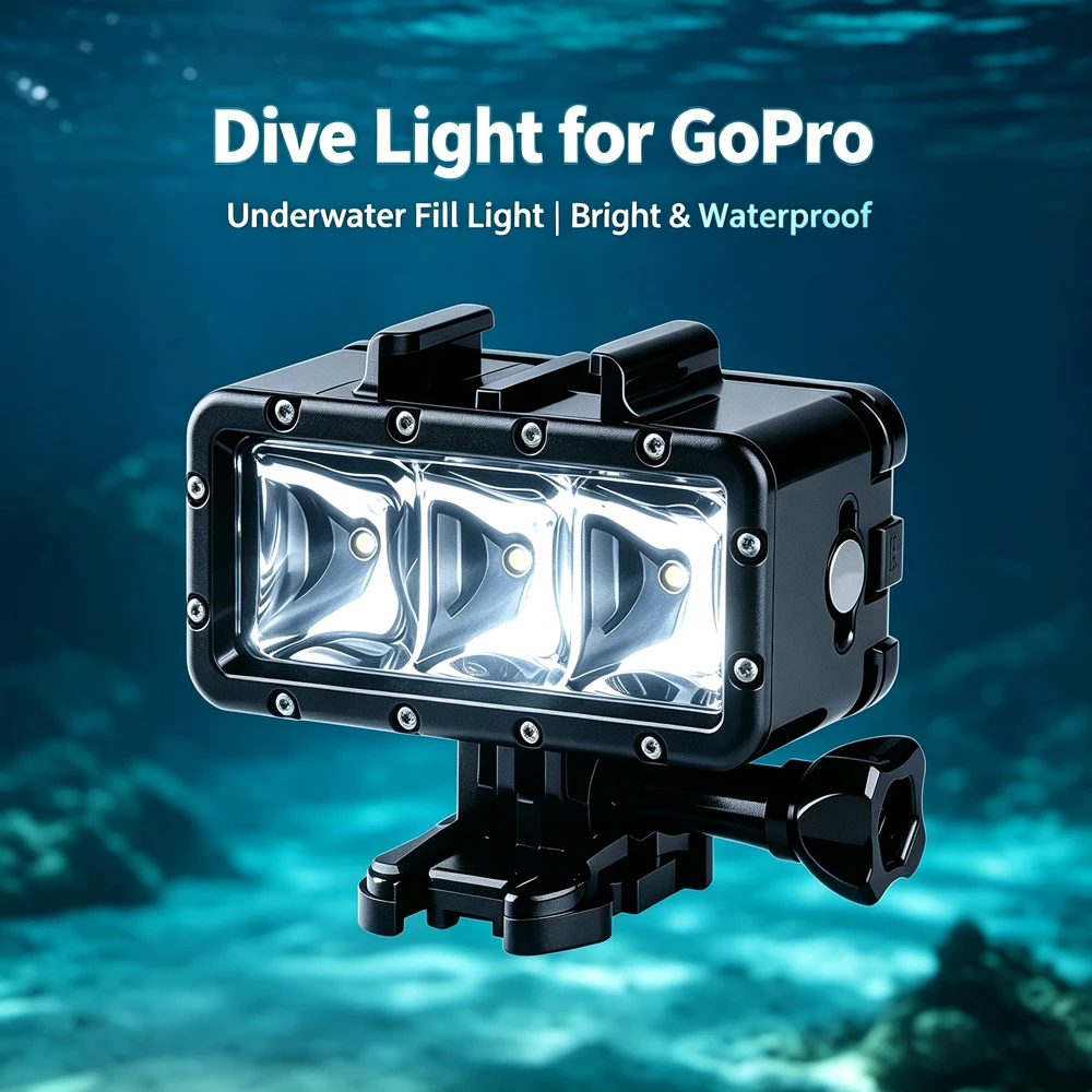 Wasserdichte LED Füllen Licht Tauchen Unterwasser Nachtlicht Für GoPro Hero 13 12 11 10 9 Insta360 SJCAM AKASO DJI Osmo Action Kamera