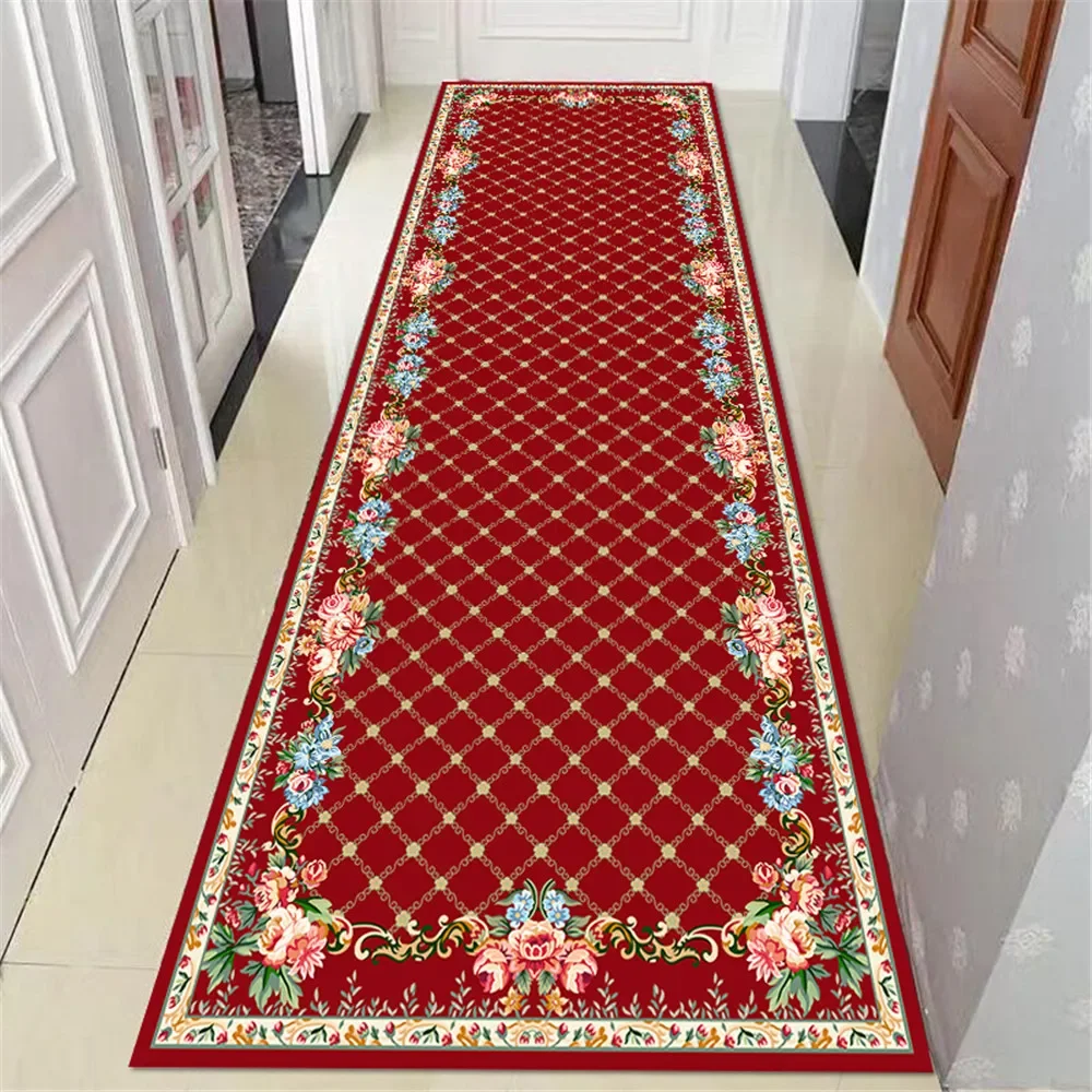 Grid Floral Corridor Hallway Carpet Bedroom Rug Nordic Style Living Room Area Rug Crystal Velvet Boho Flower Kitchen Floor Mat