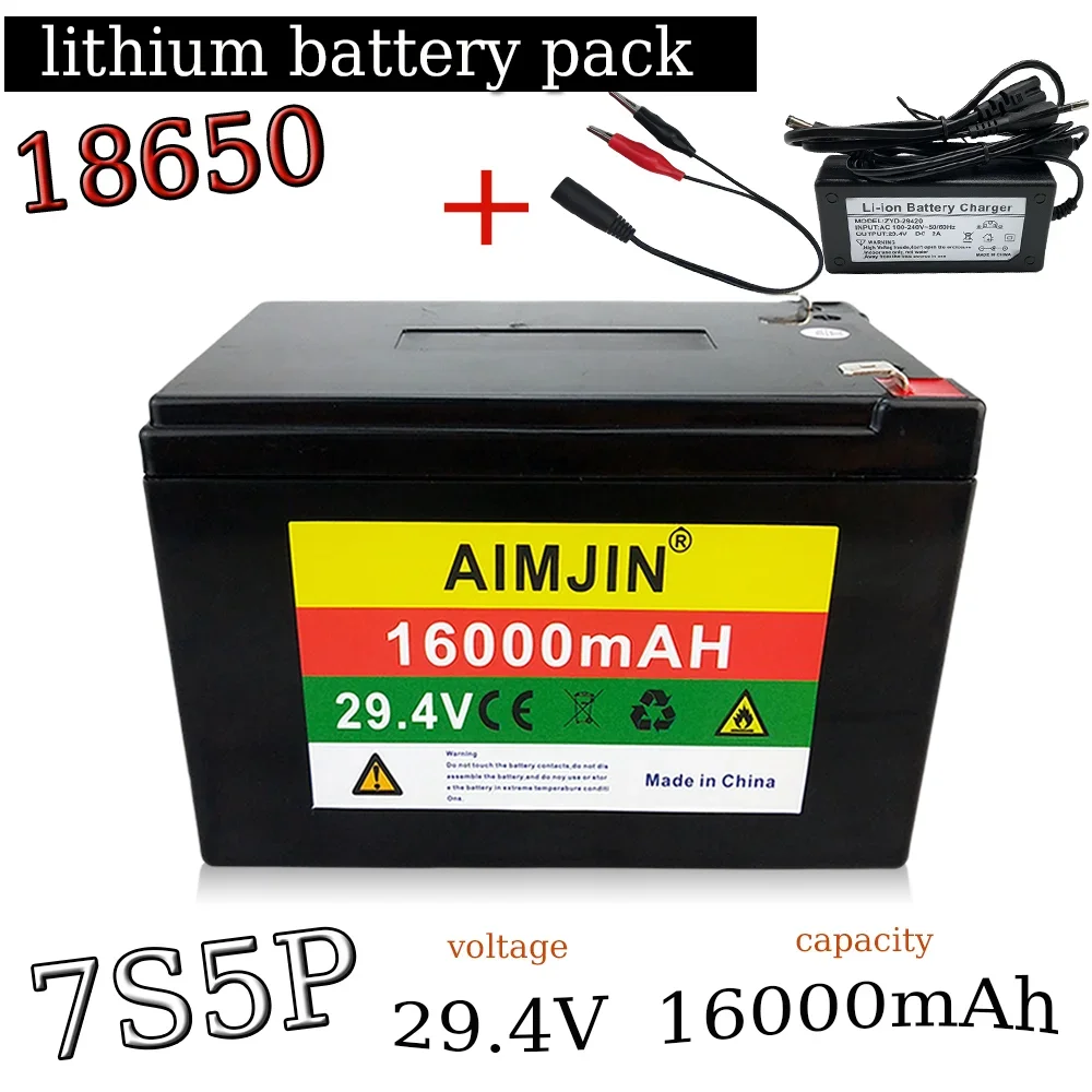 

NEW 100% 24V 7S5P 29,4V 16000mAh battery pack high power 18650 lithium ion with BMS for various tools+charger