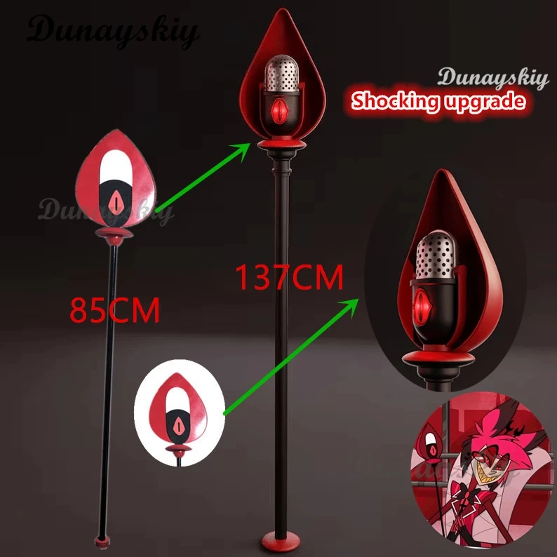 Accesorios de Cosplay ALASTOR Hazbin Cosplay Hotel actualización 137CM micrófono Vertical desmontable bastones bastones Halloween carnaval fiesta