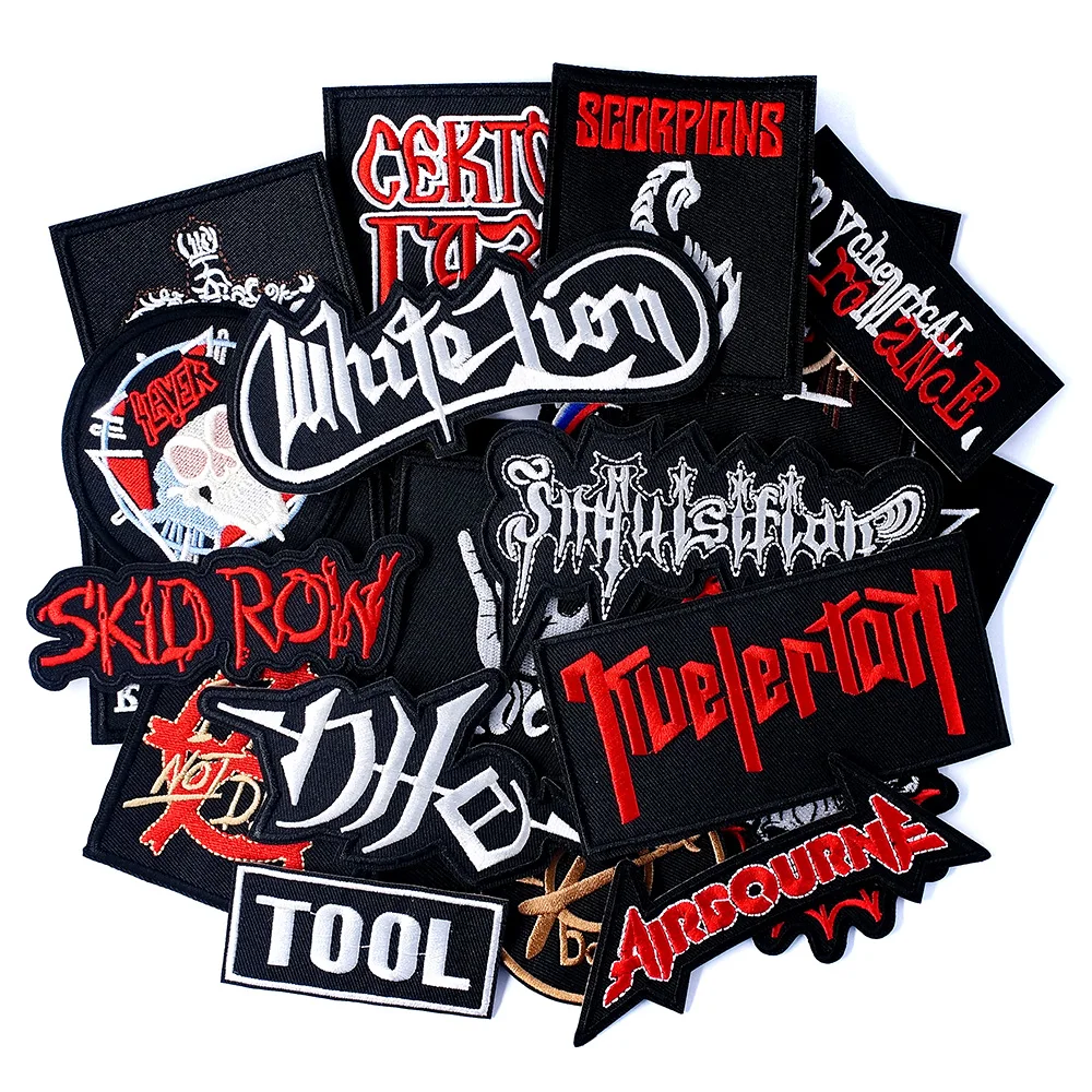 25Pcs/Lot Rock Band Patch Ebroidered Applique Patches Fabric Garment Apparel Accessories Embroidery Badges Punk