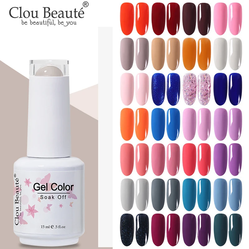 

Clou Beaute 15ml Colors Gel Nail Polish Soak Off Vernis Semi Permanent UV Top Base Matte Coat Gel Manicure Nail Glue Varnish