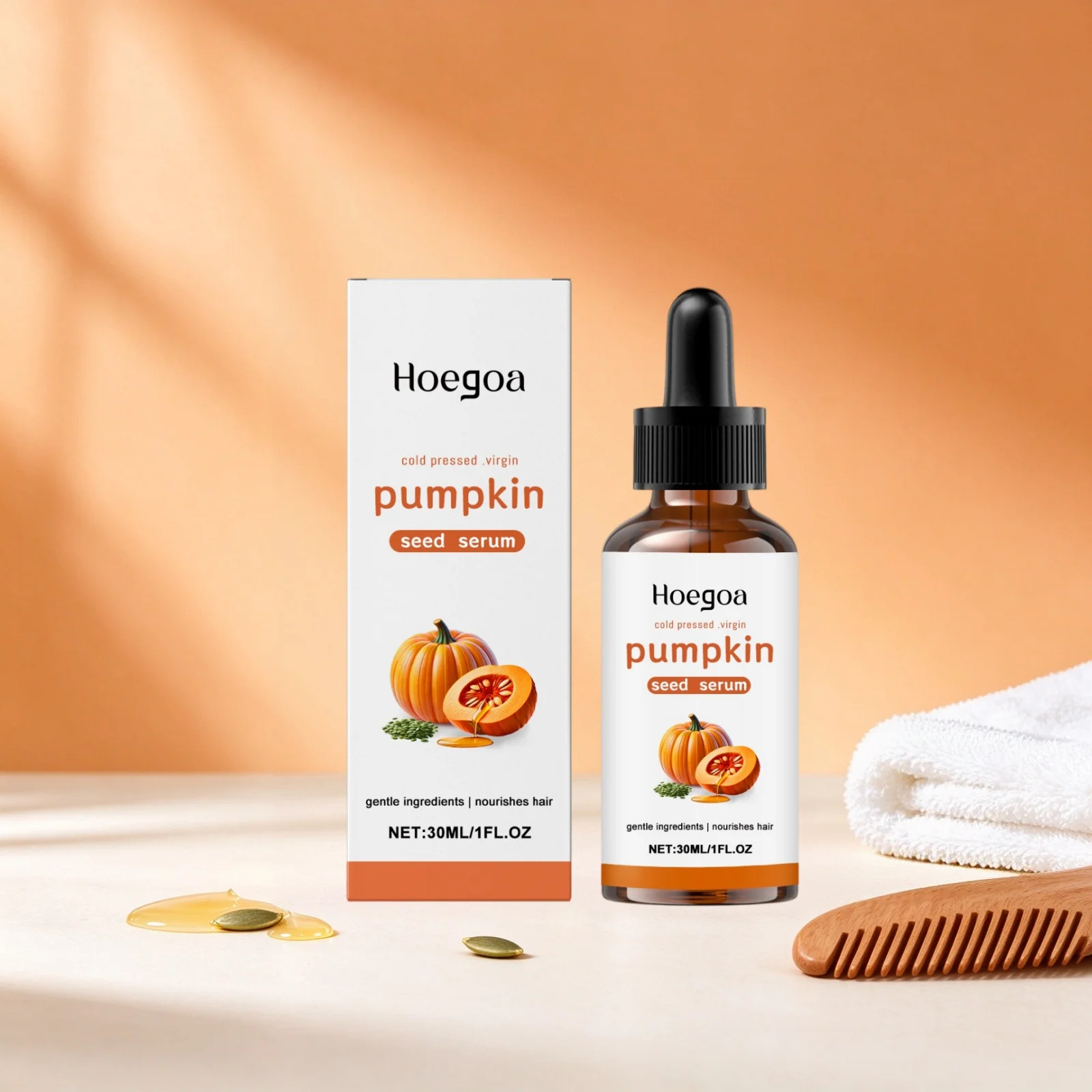 Hoegoa Pumpkin Seed Serum Strengthen Hair Root Repair Damaged Hair Smooth Frizzy Improve Dry Boost Shine Nourish Scalp Care Oil