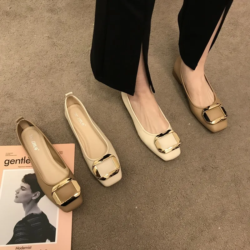 2025 ربيع/خريف جديد عصري ومتعدد الاستخدامات رئيس مربع الفم الضحلة حذاء مسطح غير رسمي حجم كبير 44 #1