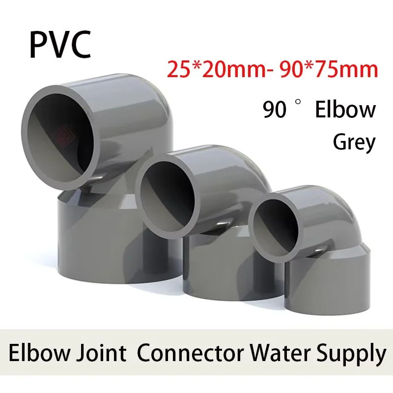 25mm-110mm Grey PVC 90 ° Reducing Elbow Metric Solvent Weld Pipe Connector Aquarium Pond Agricultural Garden Fitting