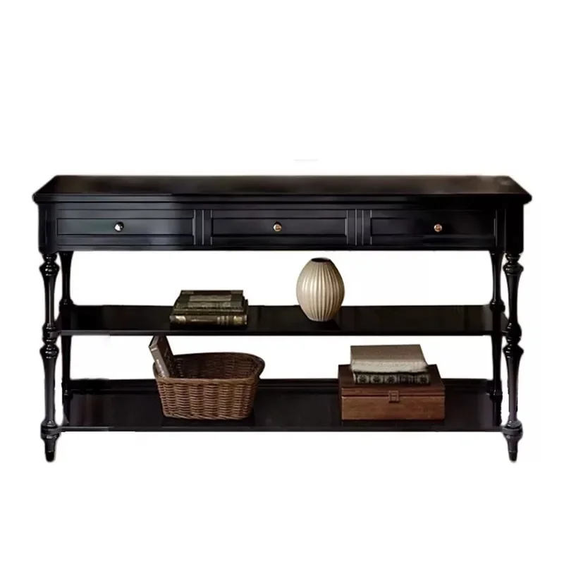 Retro solid wood entrance table American side cabinet entry table foyer partition locker medieval sofa back few