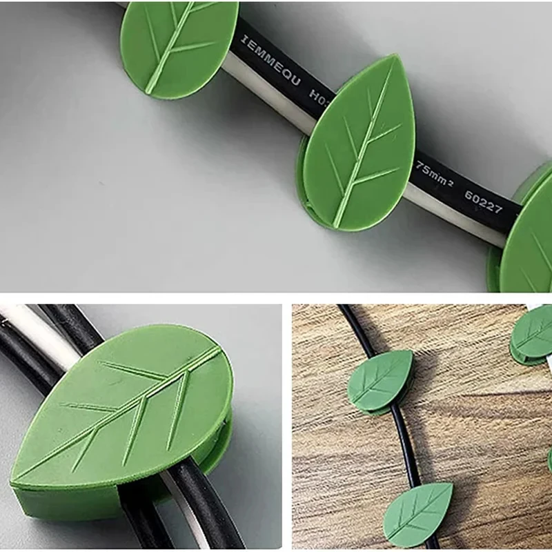 10-90pcs Plant Fixing Clip Self Adhesive Leaf Shaped Invisible Hook Green Plant Support Frame Vine Climbing Clamp Home Garden
