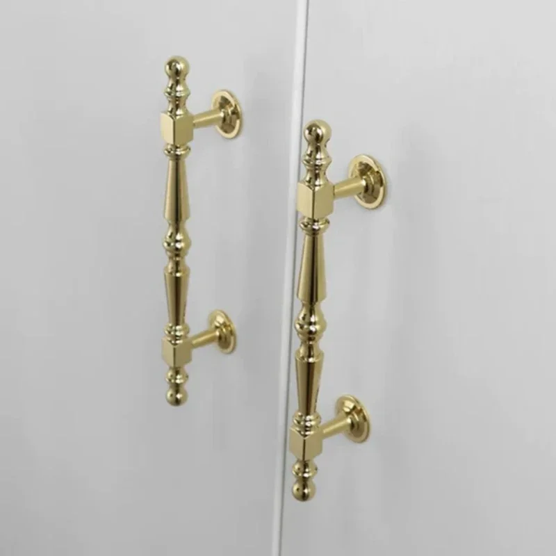 Bar Wood Door Handle Double Single Sided Kitchen Refrigerator Appliance Closet Pull French Design Style Solid Brass Long Handle
