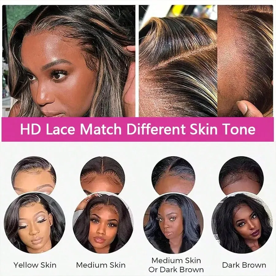 Smilegirl Ombre Lace Front Wig Human Hair 1B/30 Highlight Straight Wigs 13X6 Transparent Lace Frontal Wigs Honey Blonde Colored Human Hair Pre Plucked for Women 30inch - view 5