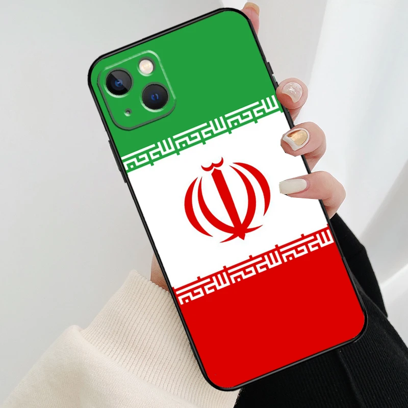 Iran Flag Phone Case For iPhone 11 12 13 14 15 16 Pro Max Mini X XR XS Max Plus Cover Funda