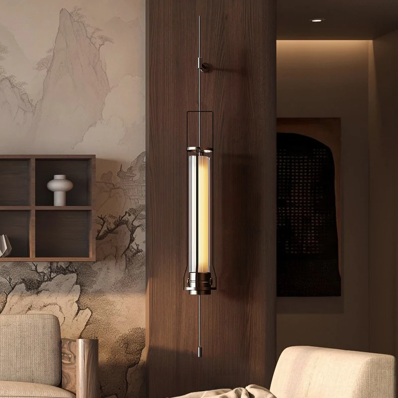 

Designer modern light luxury long pole wall lamp villa living room hotel lobby sales department background wall wall lamp