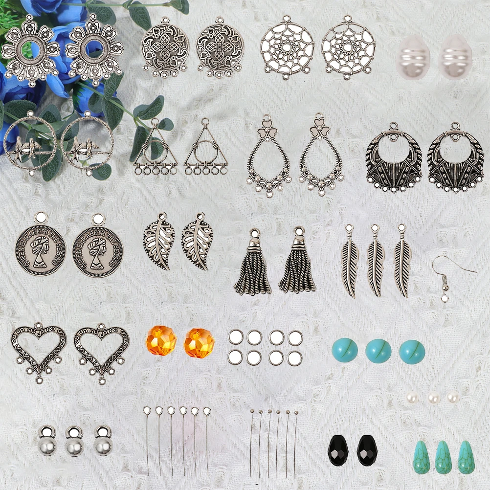 309pcs Retro Diy Earrings Material Set Premium Alloy Handmade Jewelry Kit Stylish Accessories Tools For Teens Women