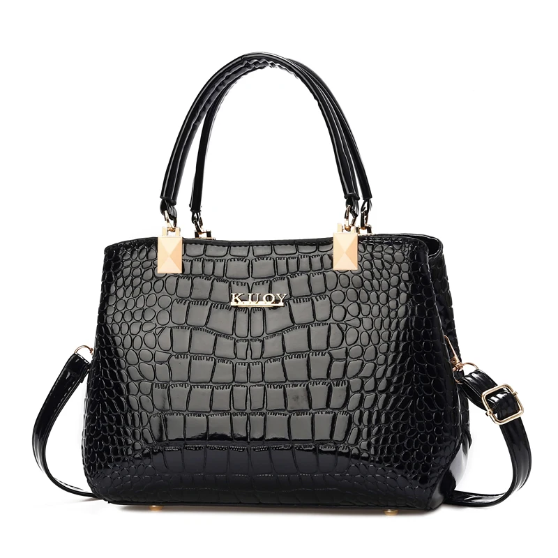 Fashionable Womens Crocodile Pattern Shoulder Bag - Stylish & Durable PU Leather Handbag with Removable Cross-body Strap for Eve