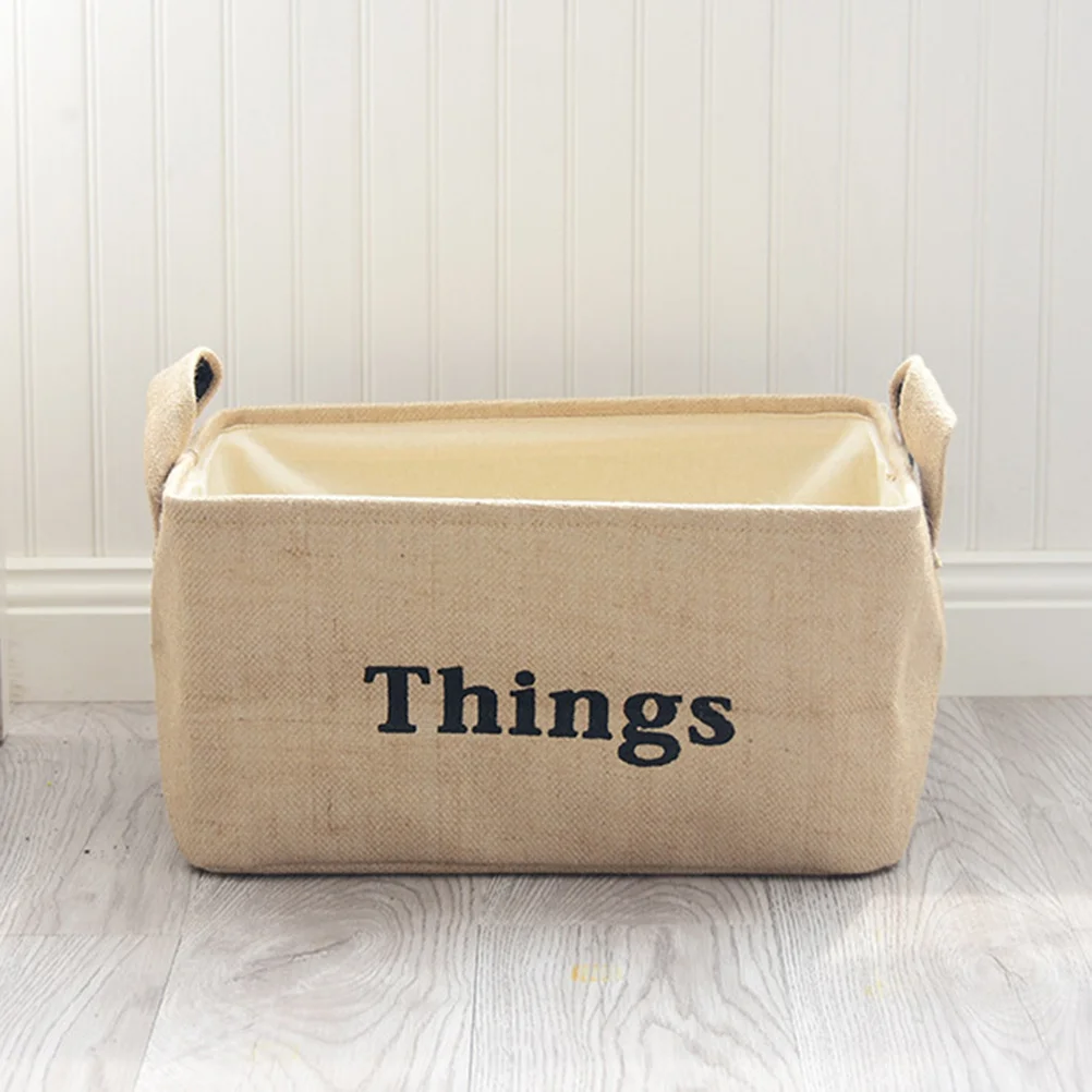 

Jute Portable Storage Basket Large Size Handled Sundries Container Desktop Organizer Household Supplies Multifunctional Storage