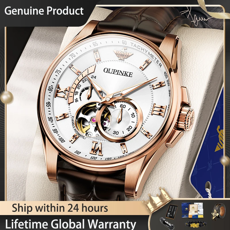 

OUPINKE 3222 Mens Watch Automatic Mechanical Watch﻿ Waterproof Luminous Week Date Watches For Man Original Luxury Crystal Gift