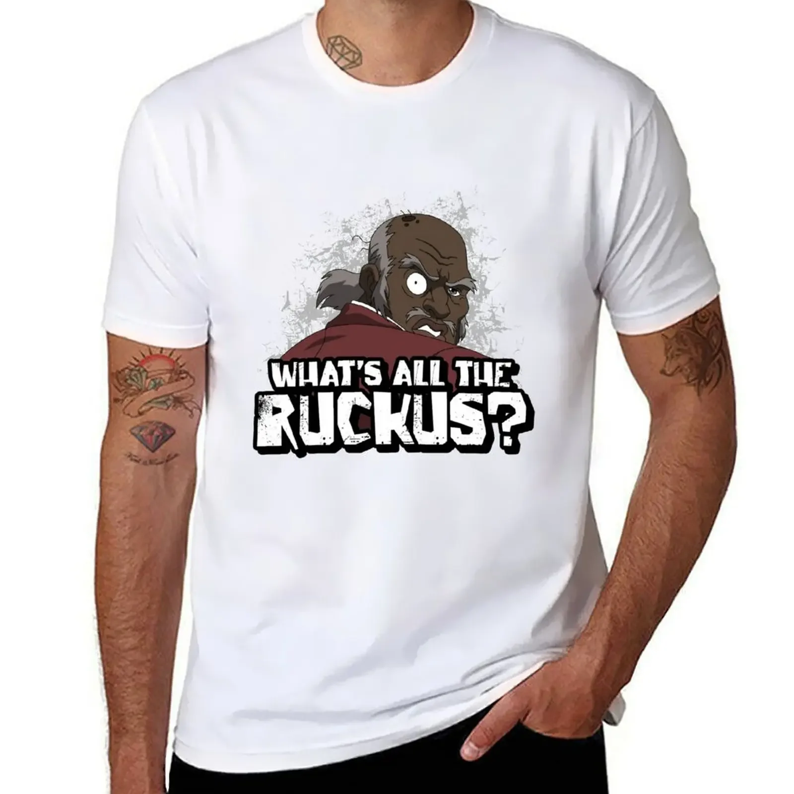 Blouse Plus Size Tops Men's Cotton t-shirt Sweatshirt What's All The Ruckus Quote The Freeman From The Boondocks Sitcom T-shirt