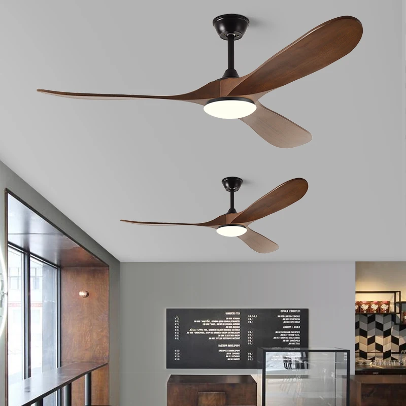 42 52 60 Inch Ceiling Fan 110-240V With LED Light DC Industrial Wooden Remete Control  Vintage for Residential Garage Kitchen