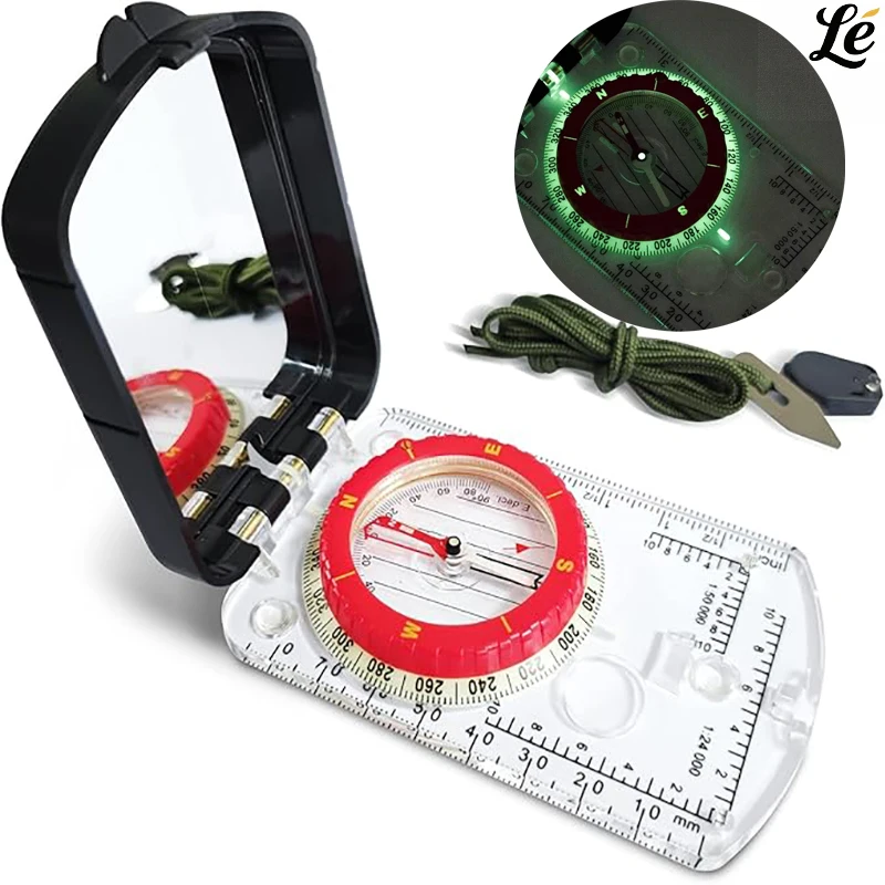 

Adjustable Tilt Sight Compass With Night Light For Hiking Camping Orienteering Hunting And Global Mountaineering Navigation