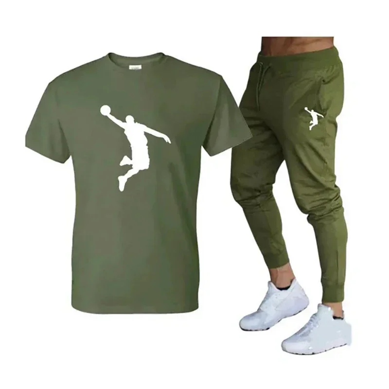 Hot-Selling Summer T-Shirt Shorts 2 Piece Sets Casual Brand Fitness Jogger Short Pants T Shirts Hip Hop Fashicon Men's Tracksuit