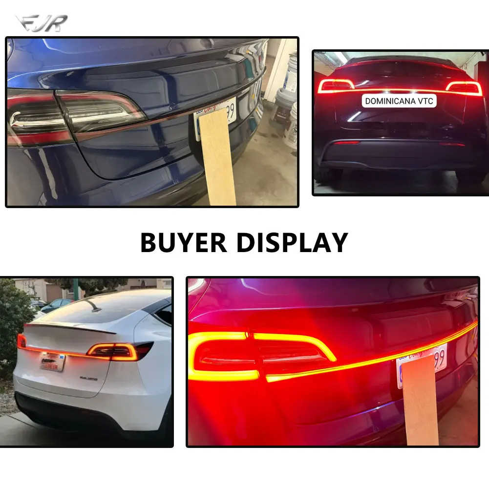 Through Taillight For Tesla Model 3 Y 2019-2023 Flowing Dynamic Turn Brake Rear Tail Trunk Light Bar Auto Lamp Accessory