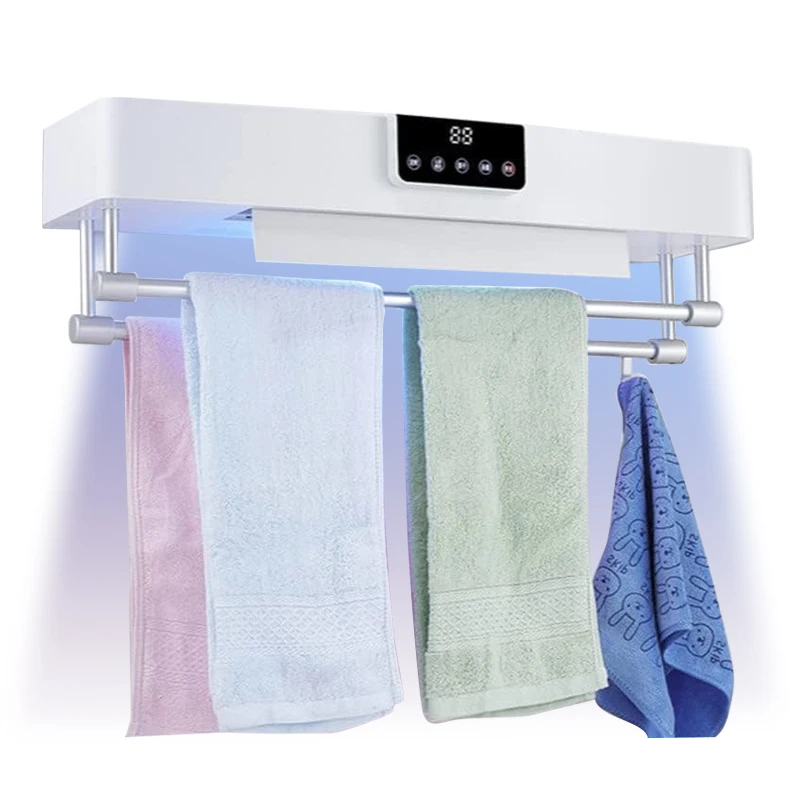 Unique Style Hot Air Heating Aluminum Chrome Towel Warmer Rack Smart Warmer for Bathroom Heated Towel Rail Hanger Dryer