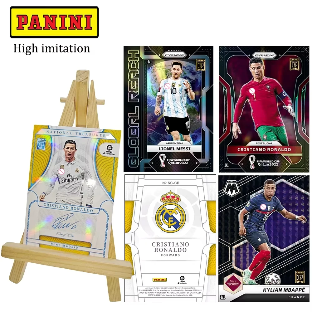 Gwiazda piłki nożnej Panini Messi Ronaldo Mbappe wysoka imitacja refrakcji brokat podpis prezenty świąteczne kolekcja 2022 Puchar Świata