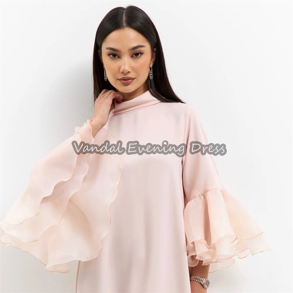 Vindal Crêpe A-lijn O-hals Lange Mouwen Eenvoudige Avondjurken Voor Vrouwen 2025, Met Enkellange Saudi Elegante Feestjurk